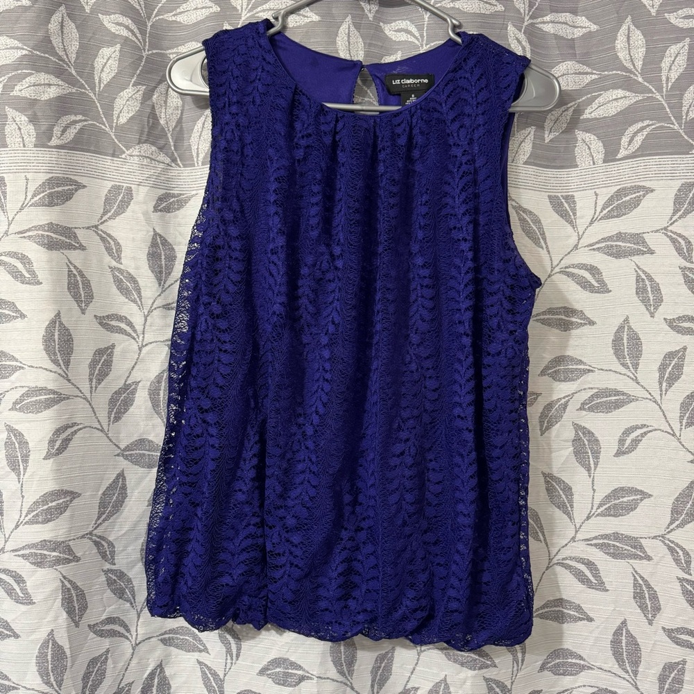Liz Claiborne Women's Deep Blue Purple Lace Tank Top